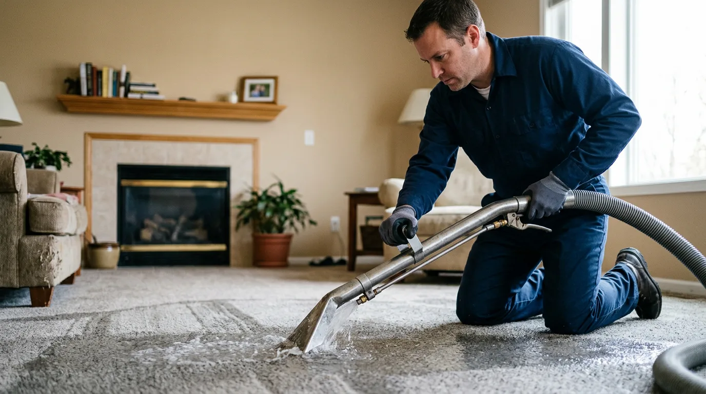 Water damage restoration technician working near Benson, NC